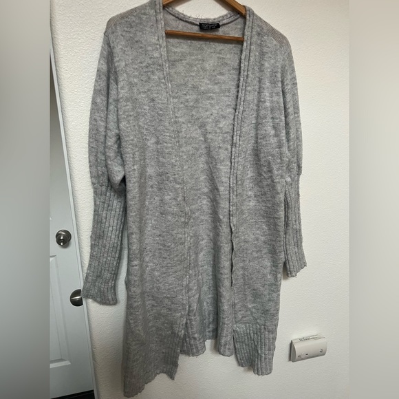 Topshop dolman sleeve open sweater duster with pockets size 6 light grey - Picture 1 of 4